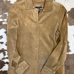 Kate Landry Camel Suede Button Up Shirt size 6